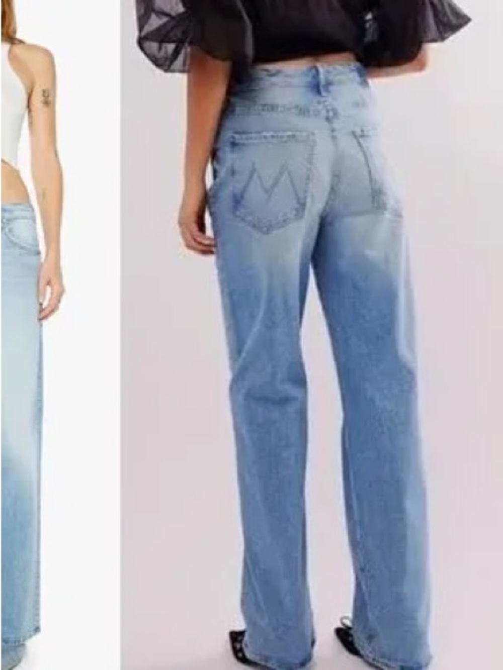 MOTHER Superior The Spitfire Sneak Wide Leg Jeans Light Blue 29 - Picture 2 of 13